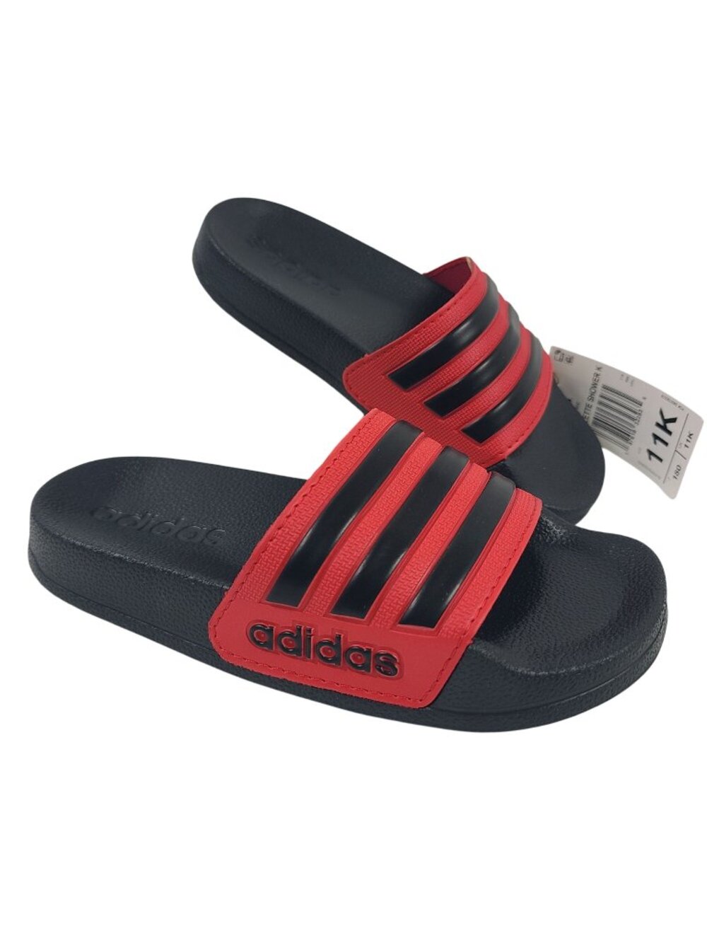 NEW Adidas Adilette Shower K Kids Slide Sandals Red & Black Size 11K